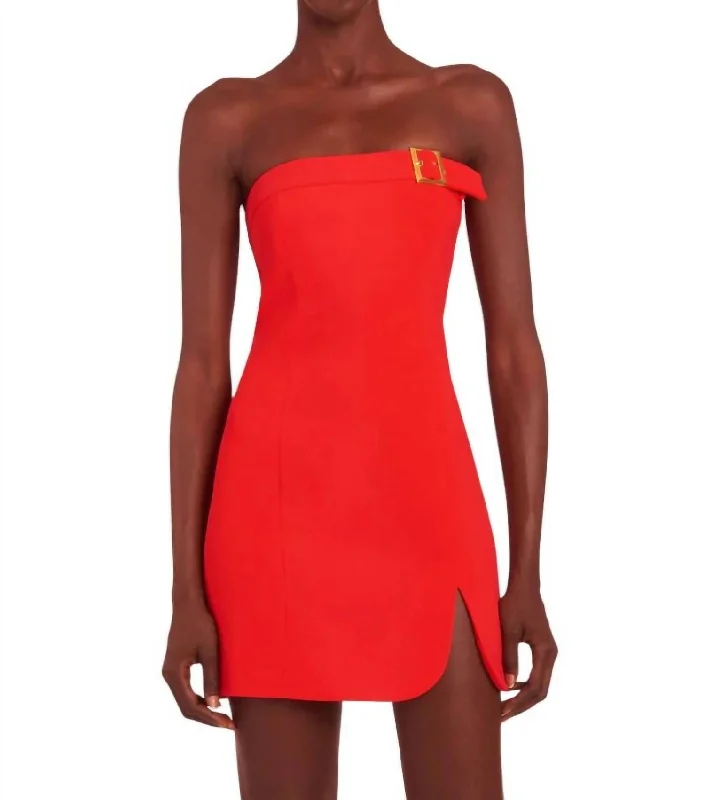 Now or Never Edison Off Shoulder Mini Dress In Lipstick