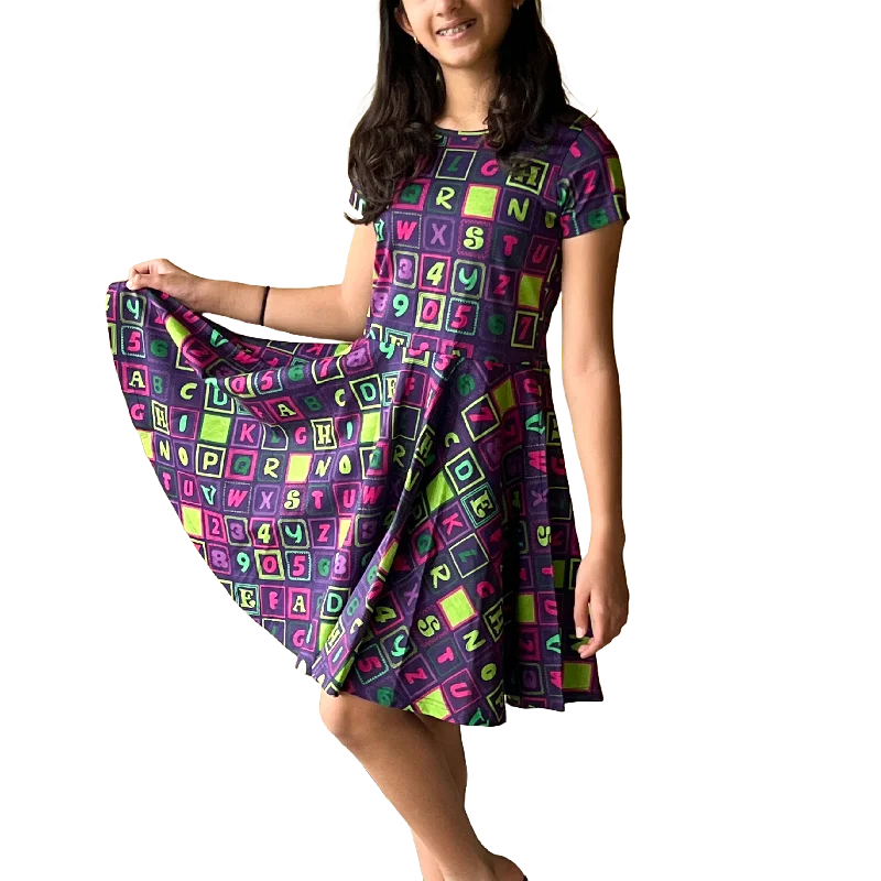 Sneak Peek Sale Alphanumeric Kids Twirl Dress [FINAL SALE]