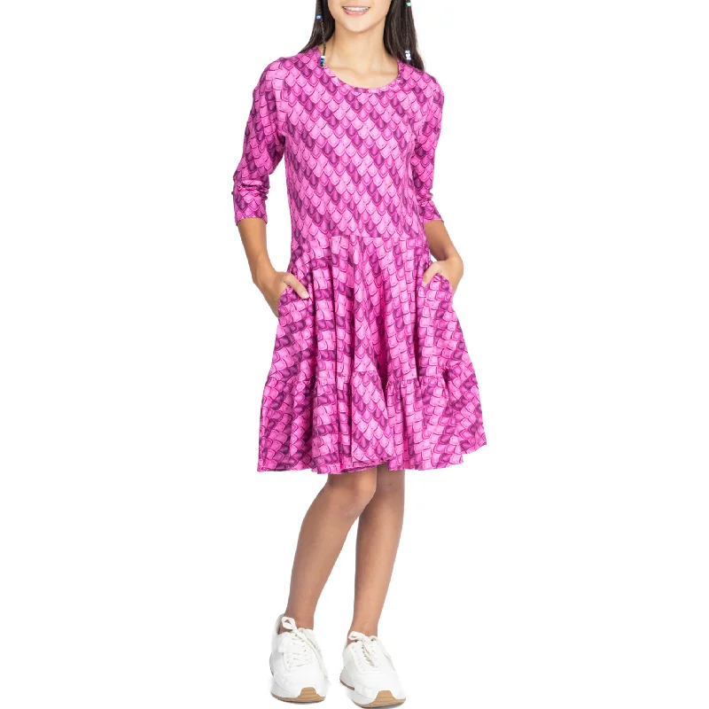 Fantastic Deals Dragon Scales Kids Twirl Dress with Frill