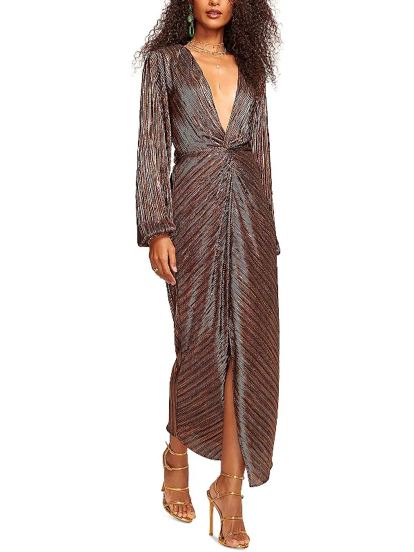 Massive Deals Sutton Womens Metallic Long Evening Dress