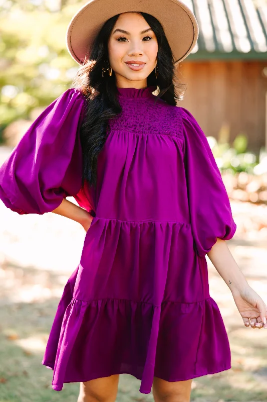 Lowest Price Coming Home Plum Purple Babydoll Dress