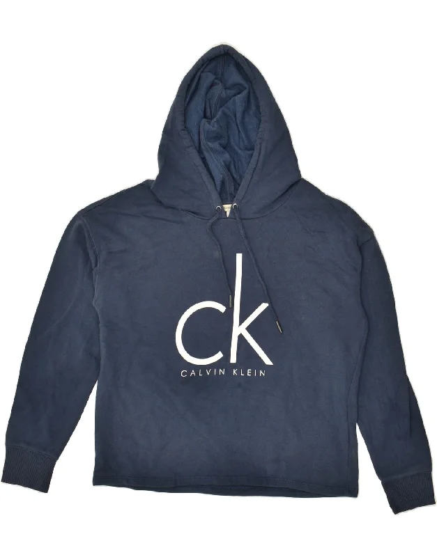Season Finale Sale CALVIN KLEIN Womens Graphic Hoodie Jumper UK 14 Medium Navy Blue Cotton Season Finale Sale CALVIN KLEIN Womens Graphic Hoodie Jumper UK 14 Medium Navy Blue Cotton