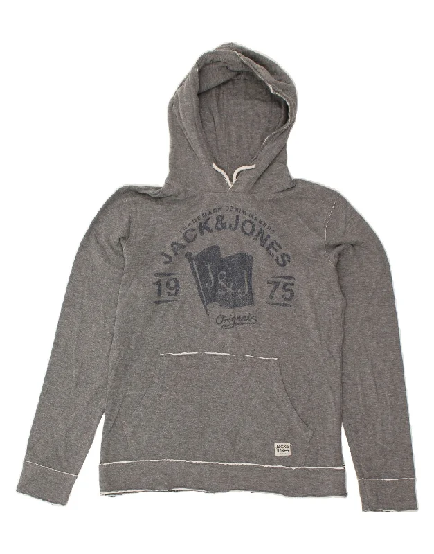 Major Savings JACK & JONES Womens Graphic Hoodie Jumper UK 14 Medium Grey Cotton