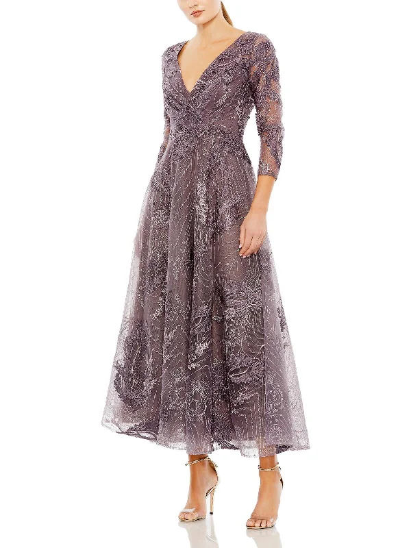 Unbeatable Prices Plus Womens Metallic Embellished Evening Dress
