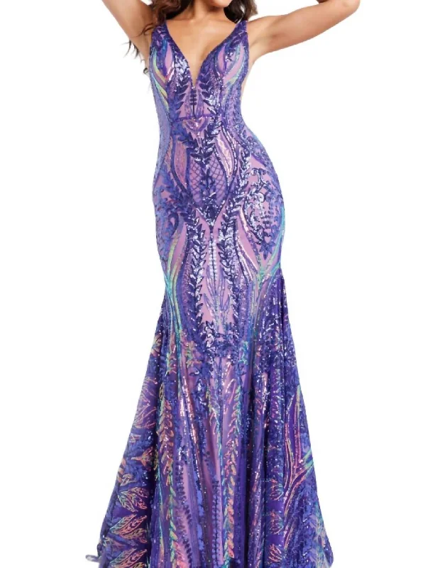 Special Savings Sequin Mermaid Gown In Purple