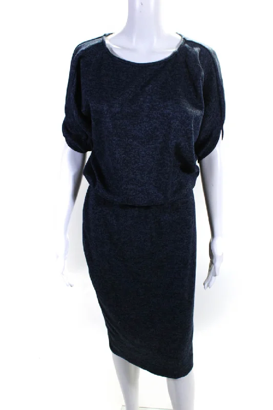 Limited Stock Roserry Womens Dolman Sleeve Knit Midi Sheath Dress Navy Blue