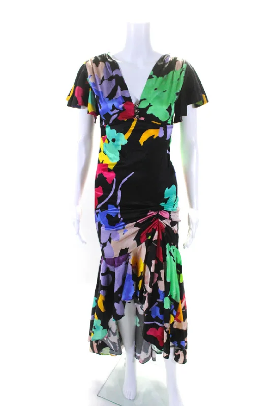 Crazy Savings Caroline Constas Womens Printed V Neck Lucille Dress Black