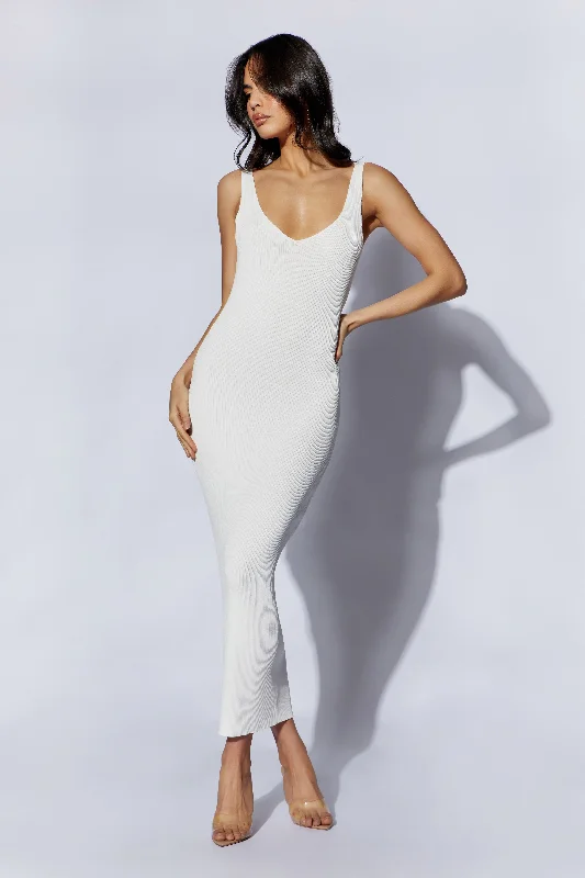 Customer Appreciation Sale Jodie V Neck Midi Dress - Off White