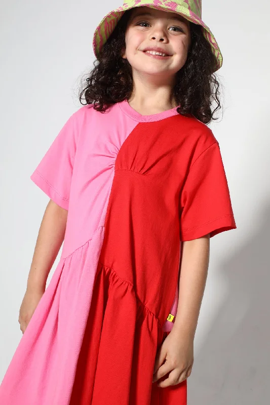Great Bargains DUO COLOUR GATHERED JERSEY T-SHIRT DRESS