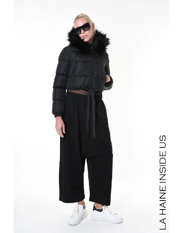 Limited Availability Cropped Black Down Puffer Jacket