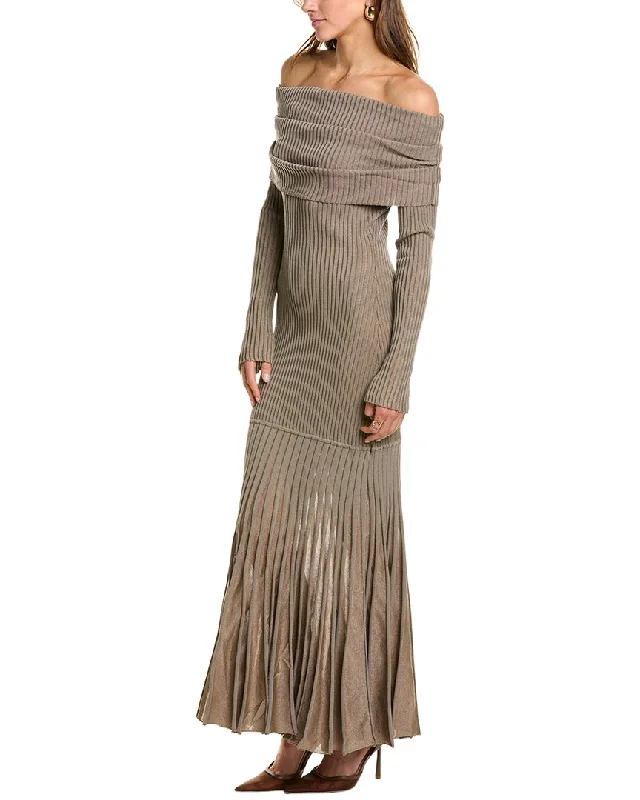 Savings Spectacular Nicholas Maxine Off-Shoulder Plaited Maxi Dress
