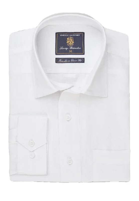 Anniversary Sale Opaque Linen Long Sleeve Popover Shirt - White