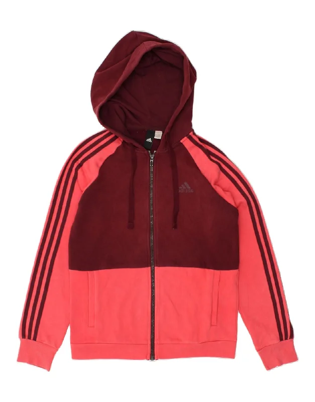 Year-End Sale ADIDAS Womens Zip Hoodie Sweater UK 12 Medium Pink Colourblock