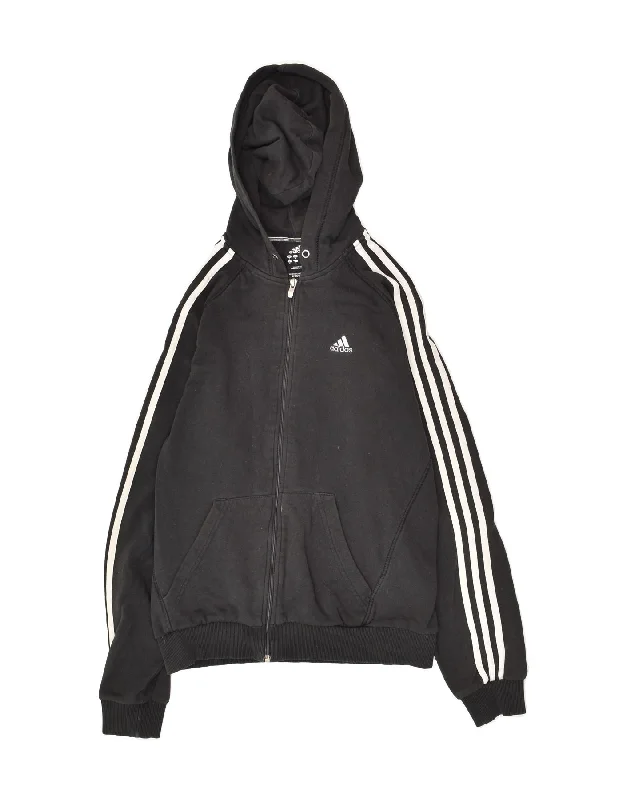 Flash Sale ADIDAS Womens Zip Hoodie Sweater UK 10 Small Black Cotton