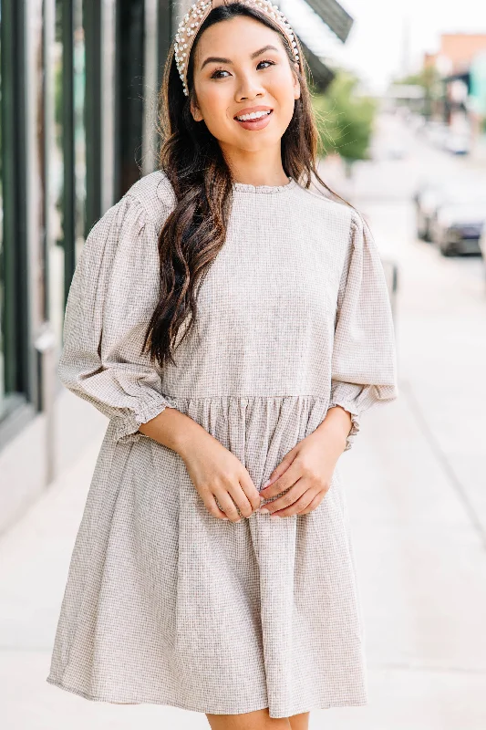 Midnight Madness Open Your Heart Brown Cotton Dress
