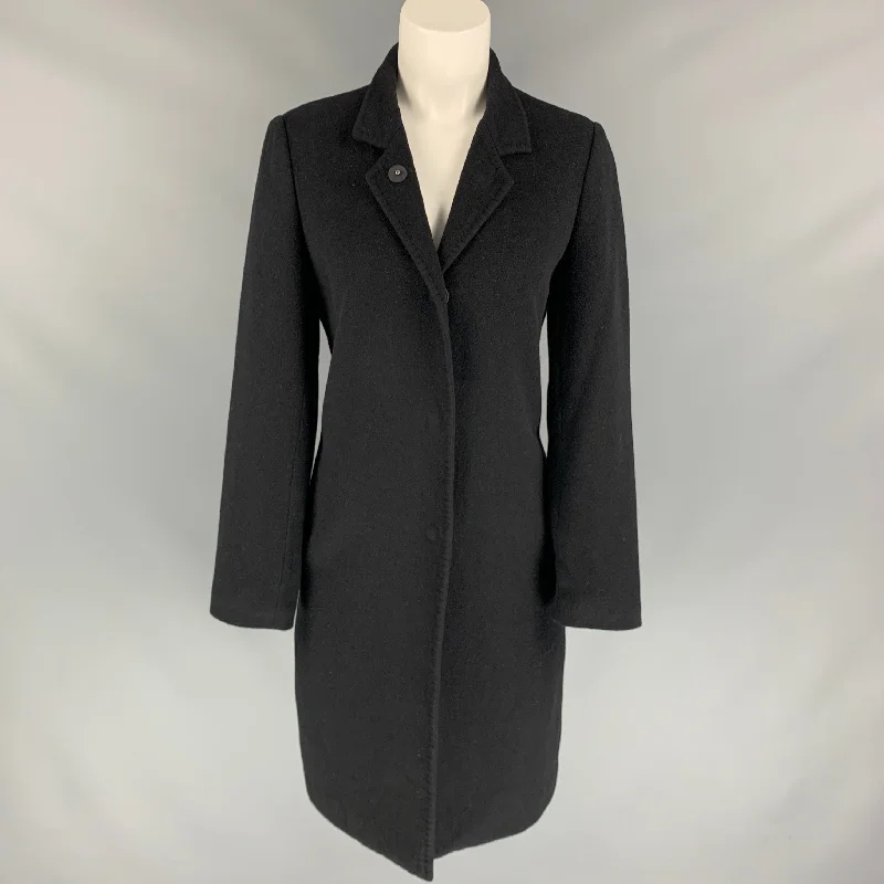 Best Seller LAN JAENICKE Size 2 Black Cashmere Hidden Button Coat