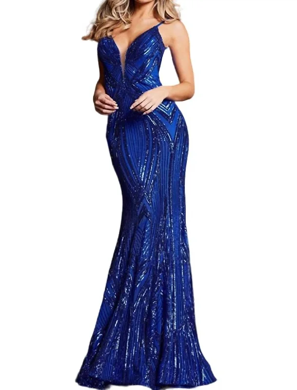Bonus Savings Mermaid Sequin Prom Dress In Royal Blue