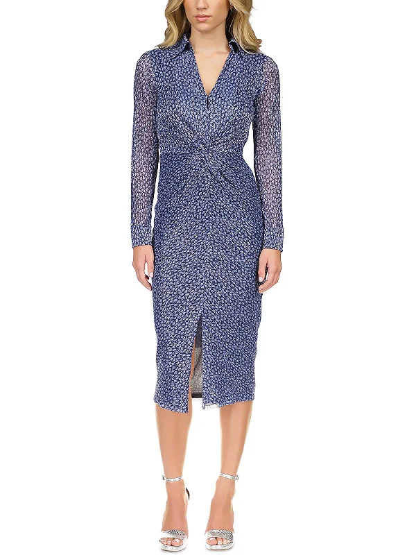 Weekend Flash Sale Womens Metallic Midi Cocktail And Party Dress