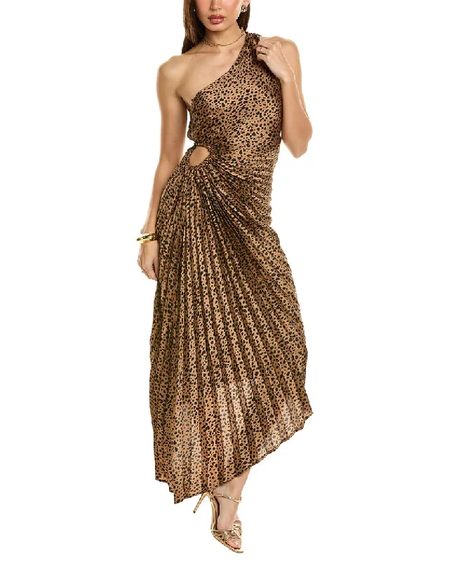 Super Deal Dress Forum Cheetah Asymmetrical Pleated Maxi Dress