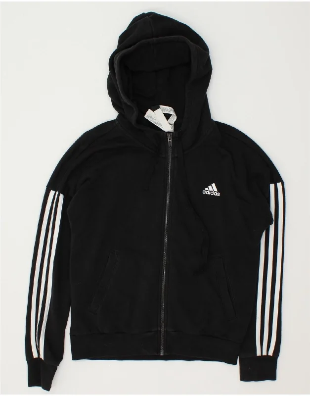 Factory Direct Sale ADIDAS Womens Zip Hoodie Sweater UK 8/10 Small Black Cotton