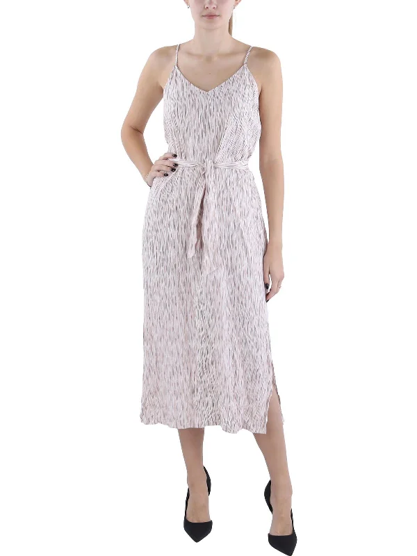 Markdown Madness Womens Printed Smocked Midi Dress