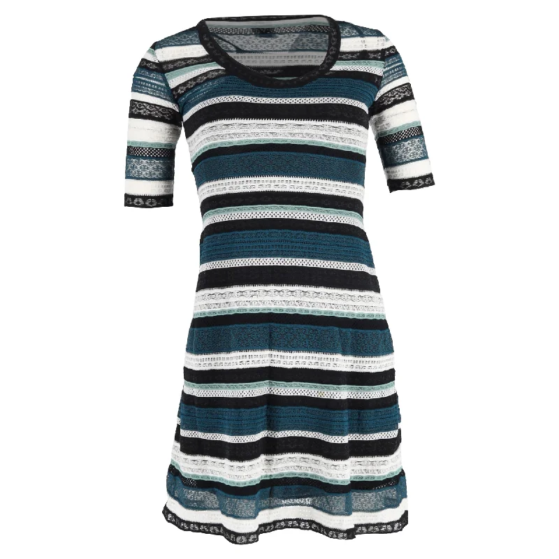 Mega Sale M Missoni Mini Lace Detail Short Sleeve Dress in Multicolor Viscose