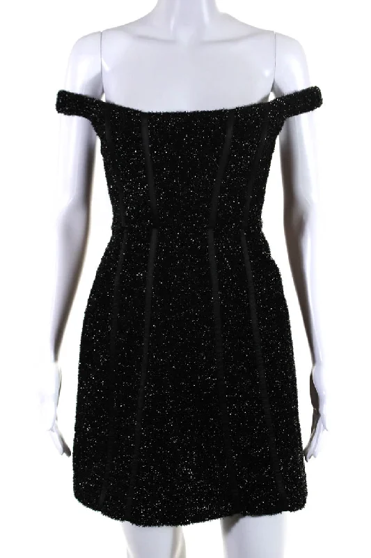 Sale Event Alice McCall Womens Off Shoulder Sparkly Mini Dress Black