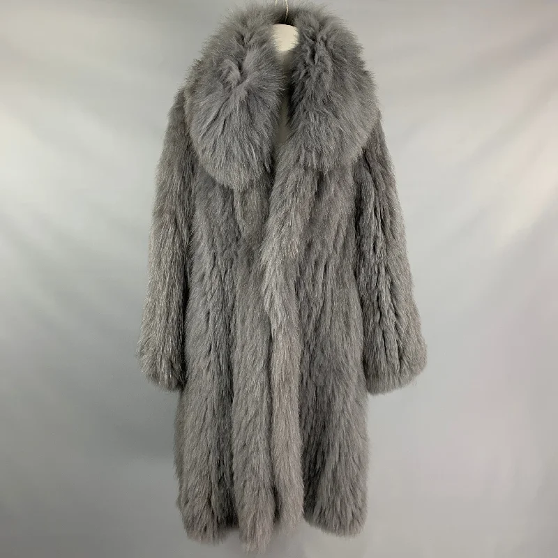 Act Now MUSEE D'UJI Size L Grey Knitted Fur Long Coat