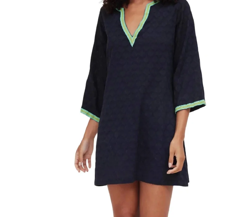 Discount Mania Giovanna Jacquard Bell Sleeve Cover Up Dress In Black