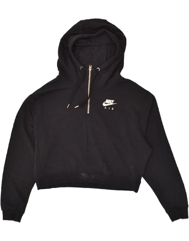 Big Savings NIKE Womens Air Crop Hoodie Jumper UK 14 Medium Black Cotton