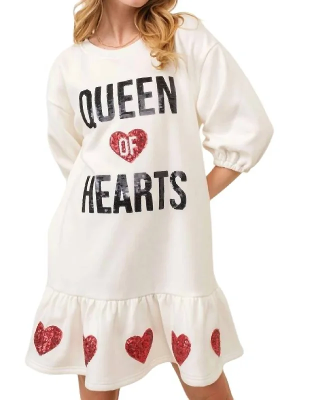 Price Buster Queen Of Heart Sequin Dress In White/black