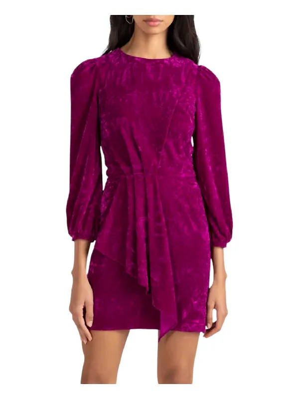 Special Savings Dakota Draped Velvet Mini Dress In Magenta
