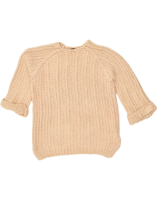 Shop and Save MASSIMO DUTTI Womens Boat Neck Jumper Sweater UK 14 Medium Brown Cotton