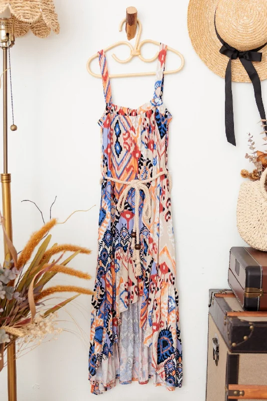 Overstock Kiddo Printed Square Neck Wide Strap Dress