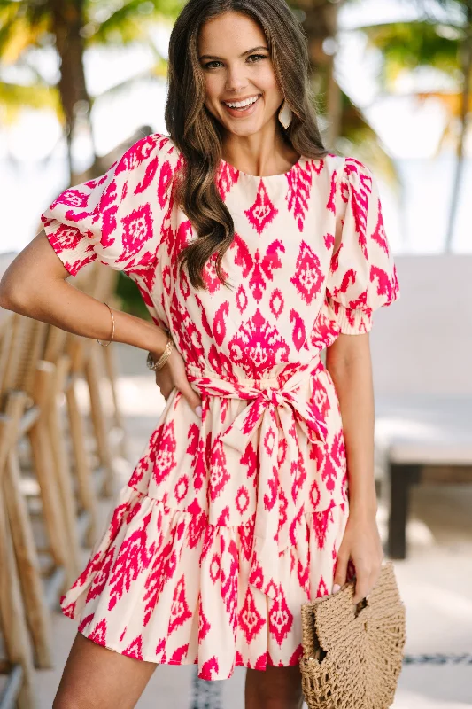 Limited Time Discount Just Dreaming Fuchsia Pink Abstract Dress