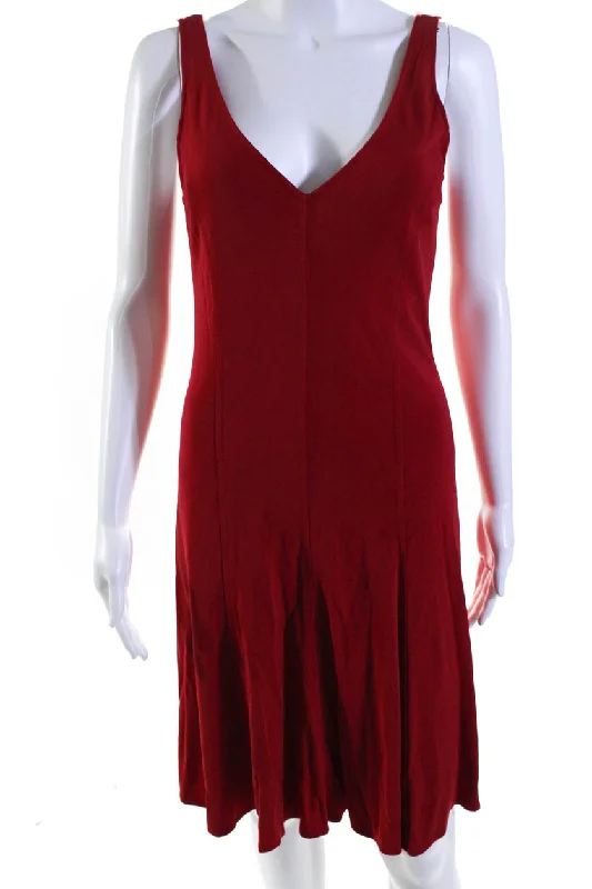 Amazing Deals Ralph Lauren Black Label Womens Sleeveless V Neck Knit Dress Red