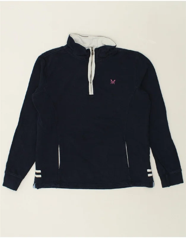 Extra Discounts CREW CLOTHING Womens Zip Neck Sweatshirt Jumper UK 12 Medium Navy Blue