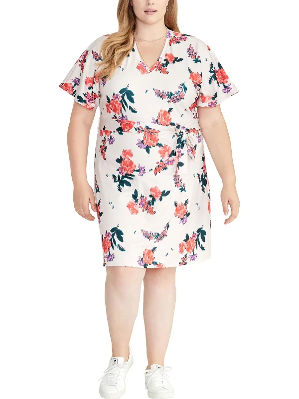 Super Savings Plus Andrea Womens V-Neck Kimono Sleeve Midi Dress
