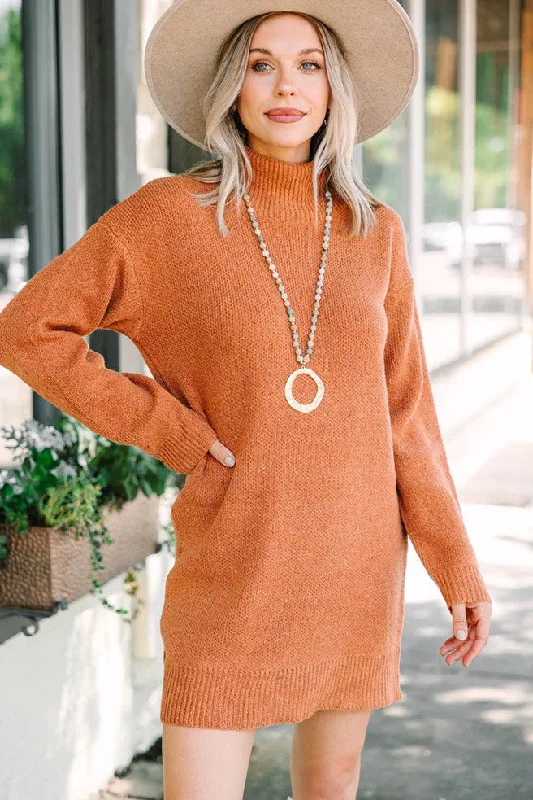 Shop and Save What Goes Around Copper Orange Sweater Dress