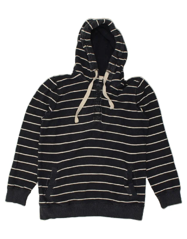 Major Savings FAT FACE Womens Button Neck Hoodie Jumper UK 14 Large  Navy Blue Striped