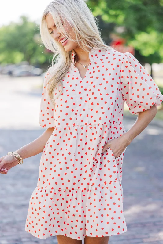 Limited Availability Somewhere Out There Apple Print Babydoll Dress