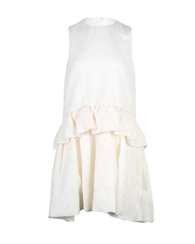 Exclusive Access Victoria Victoria Beckham Cloqué Dress in White Silk
