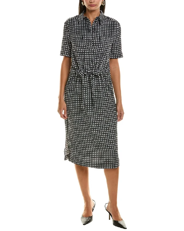 Limited Time Offer St. John Grid Print Shirtdress