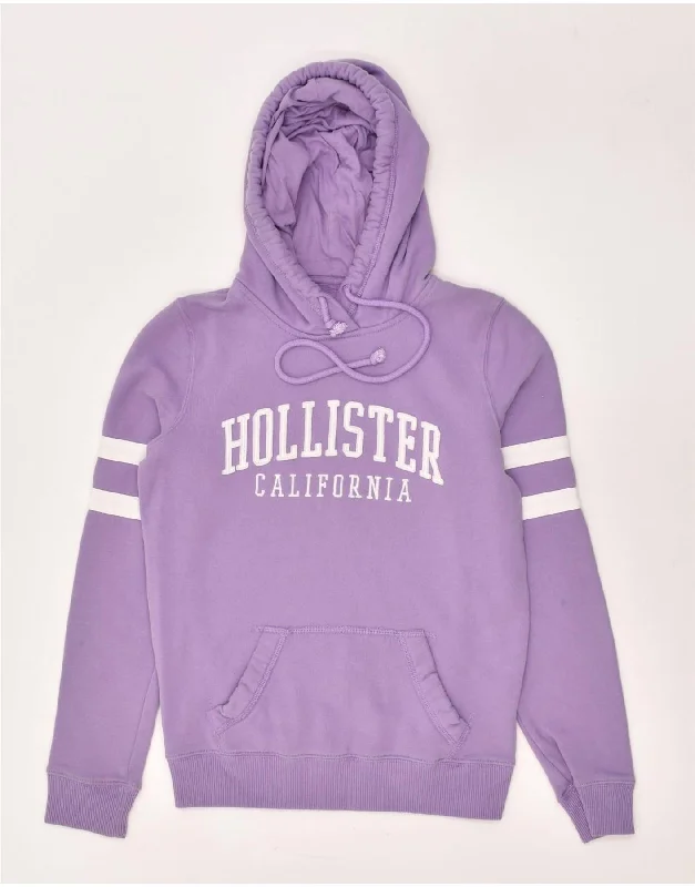 Get It Before It’s Gone HOLLISTER Womens California Loose Fit Graphic Hoodie Jumper UK 6 XS Purple