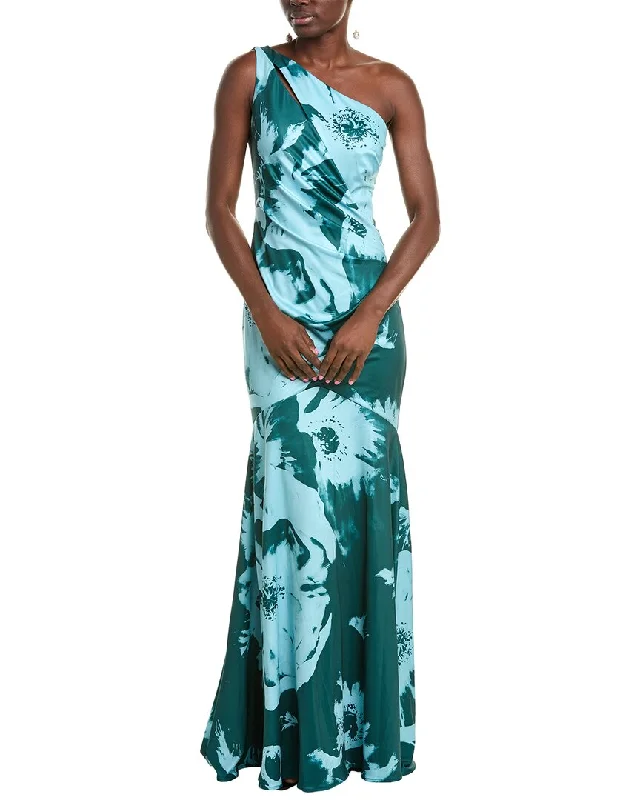 Daily Deals Rene Ruiz One-Shoulder Floral Gown
