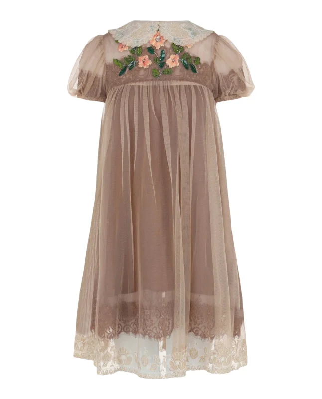 Huge Savings Crystal-Embellished Lace Babydoll Dress