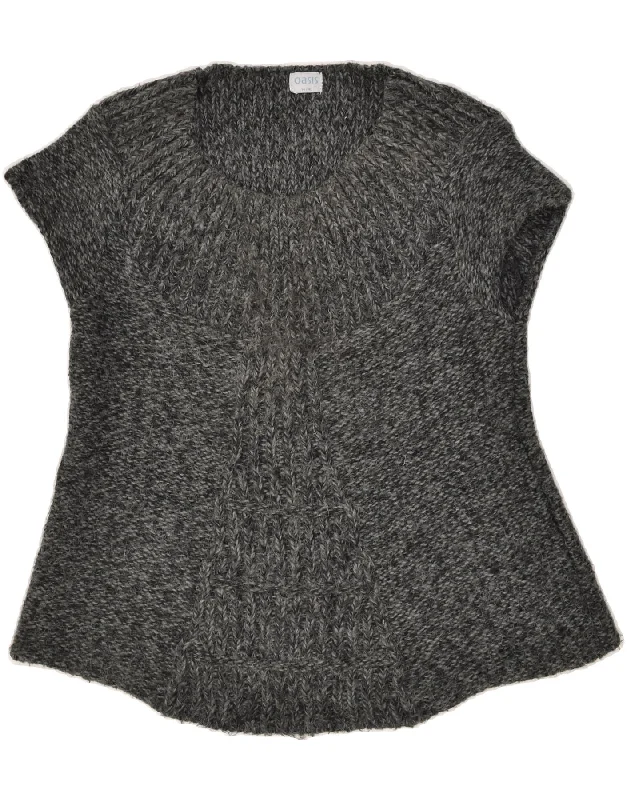 Exclusive Access OASIS Womens Short Sleeve Crew Neck Jumper Sweater UK 14 Medium Grey Exclusive Access OASIS Womens Short Sleeve Crew Neck Jumper Sweater UK 14 Medium Grey