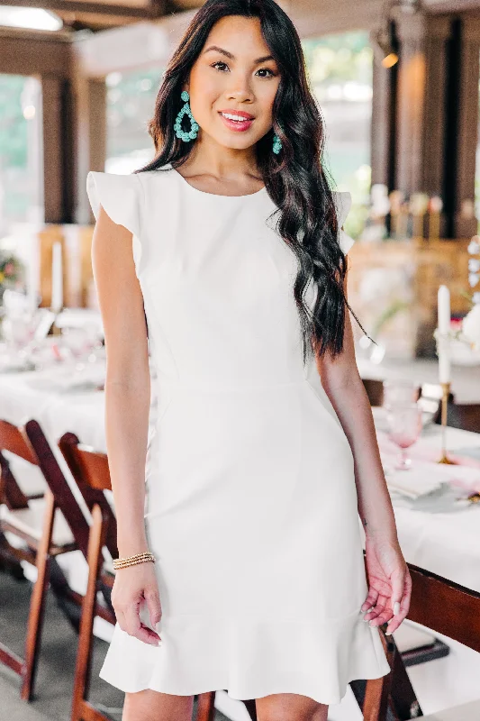 Early Bird Discount All My Life White Ruffled Dress
