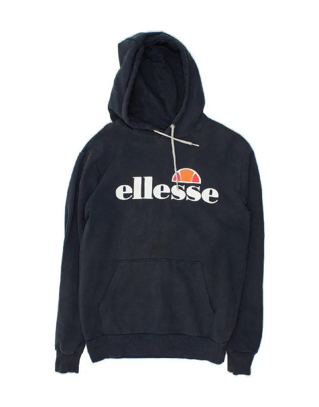 Inventory Reduction ELLESSE Womens Loose Fit Graphic Hoodie Jumper UK 10 Small Navy Blue Inventory Reduction ELLESSE Womens Loose Fit Graphic Hoodie Jumper UK 10 Small Navy Blue