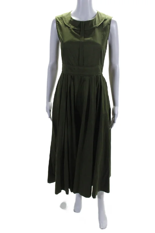 Online Exclusive S Max Mara Womens Back Zip Sleeveless Scoop Neck Long Dress Green